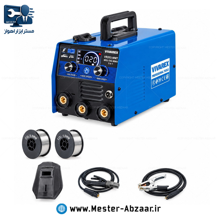 اینورتر جوشکاری CO2 و MMA و آرگون مینی میگ 203 ویوارکس با گارانتی مدل VIVAREX VR203-MMT جوش بدون گاز مینی توپودری موتورجوش چند کاره