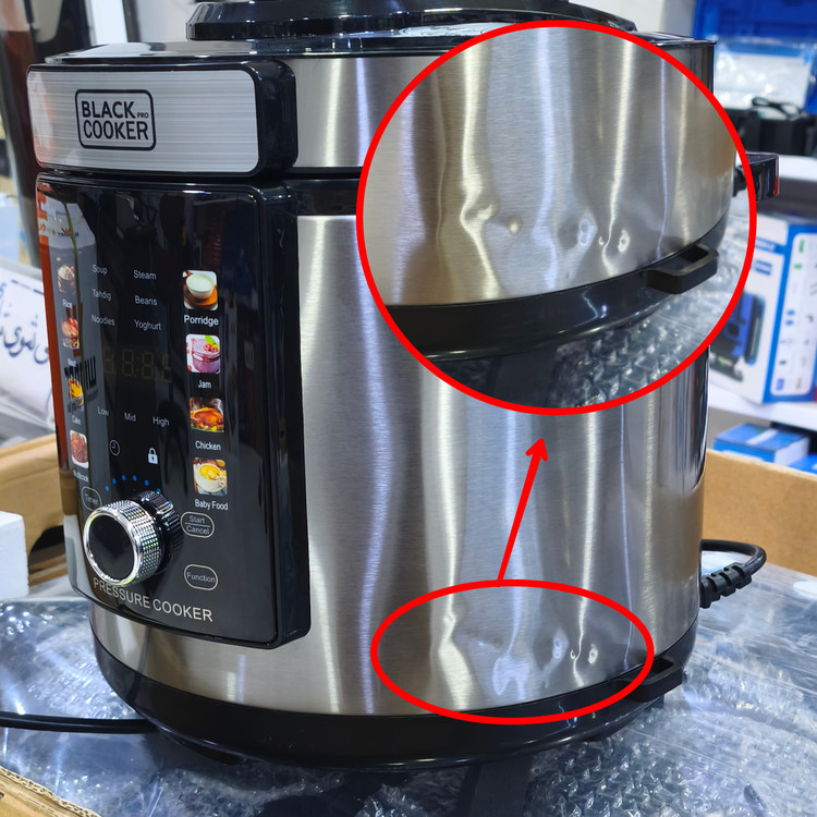 پلوپز و زود پز برقی 1000 وات چند کاره بلک کوکر (استوک نو) مدل BLACK COOKER pro BC-PC222 بخار پز دیجیتالی