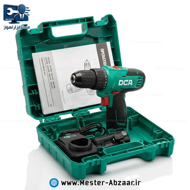 دریل شارژی 12 ولت دو باتری DCA با کیف مدل ADJZ1202