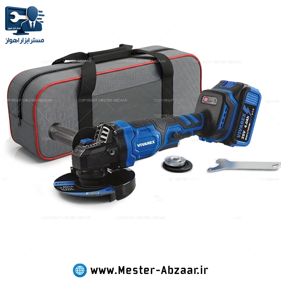مینی فرز شارژی براشلس 20 ولت 4 آمپر برند ویوارکس با کیف برزنتی مدل VIVAREX VR2415-AGK